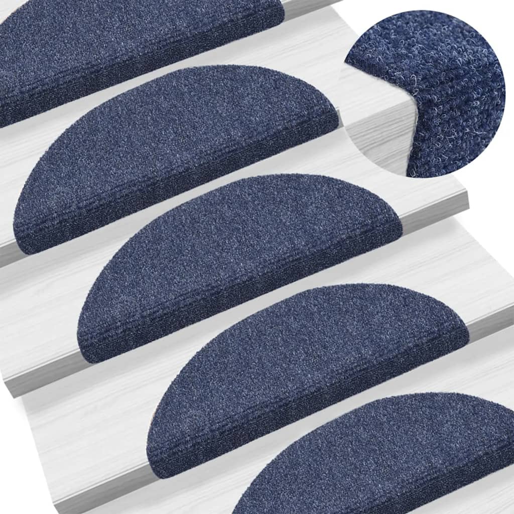 15 pcs Self-adhesive Stair Mats Needle Punch 56x17x3 cm Blue