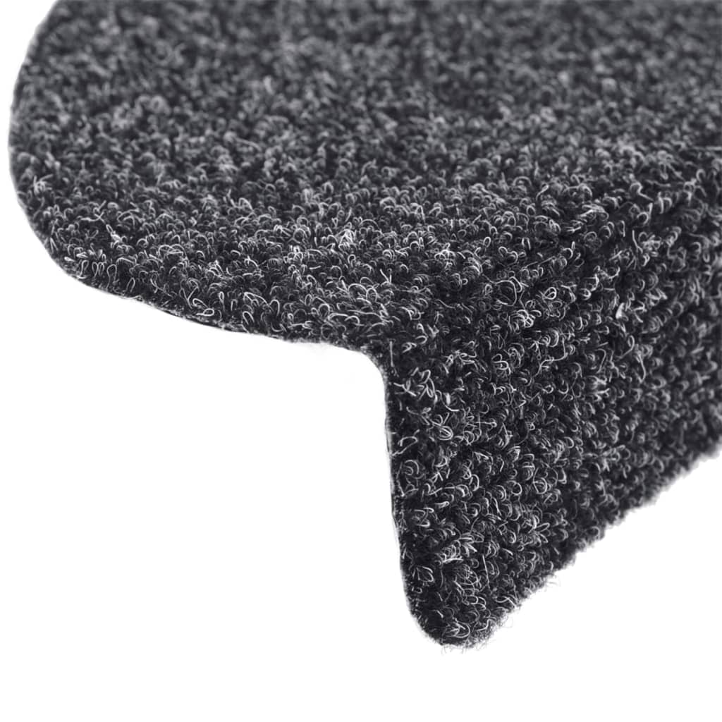 15pcs Self-adhesive Stair Mats Needle Punch 65x21x4cm Dark Grey