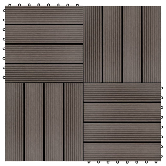 11 pcs Decking Tiles WPC 30x30 cm 1 sqm Dark Brown