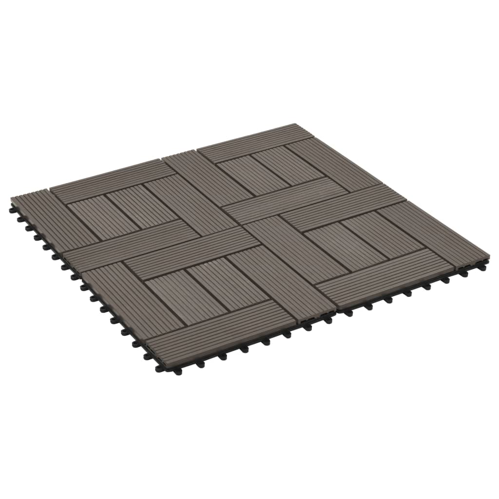 11 pcs Decking Tiles WPC 30x30 cm 1 sqm Dark Brown