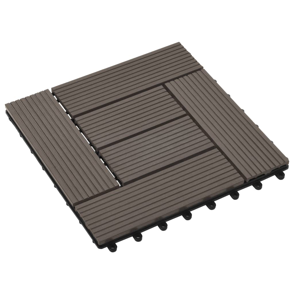 11 pcs Decking Tiles WPC 30x30 cm 1 sqm Dark Brown