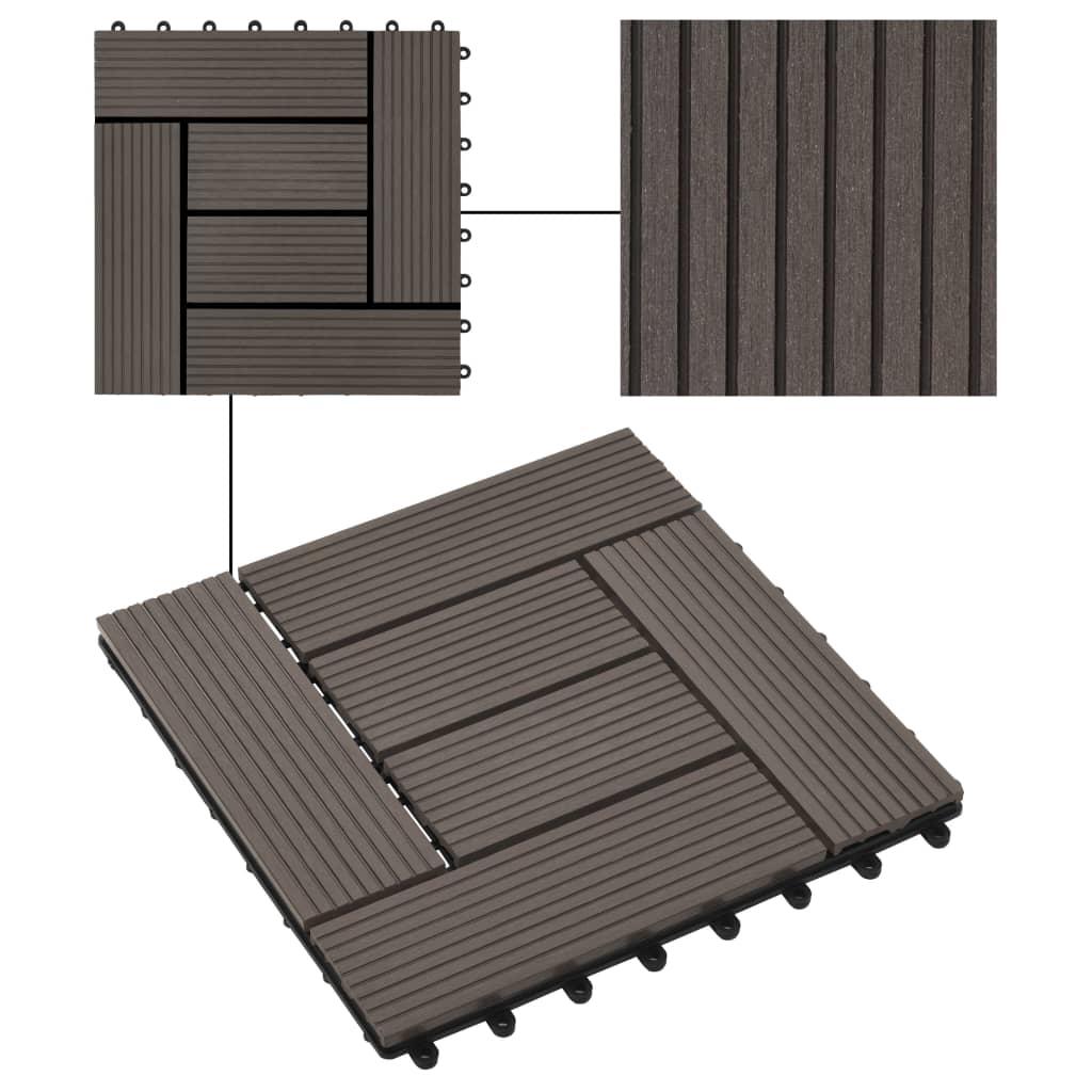 11 pcs Decking Tiles WPC 30x30 cm 1 sqm Dark Brown