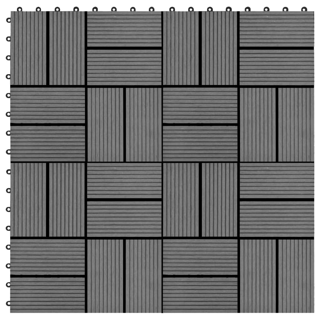 11 pcs Decking Tiles WPC 30x30 cm 1 sqm Grey