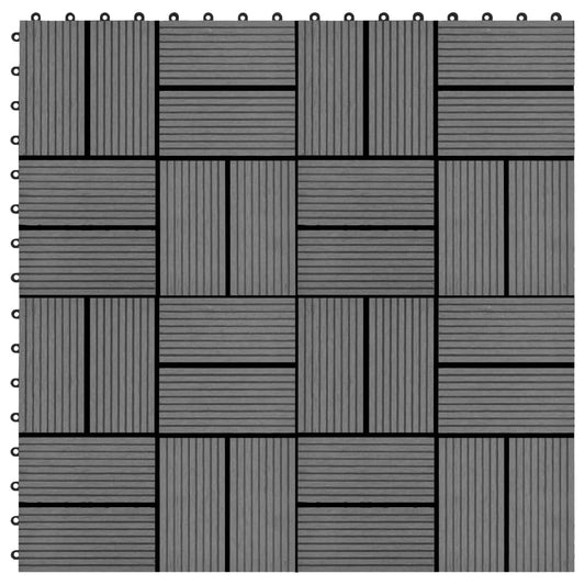 11 pcs Decking Tiles WPC 30x30 cm 1 sqm Grey