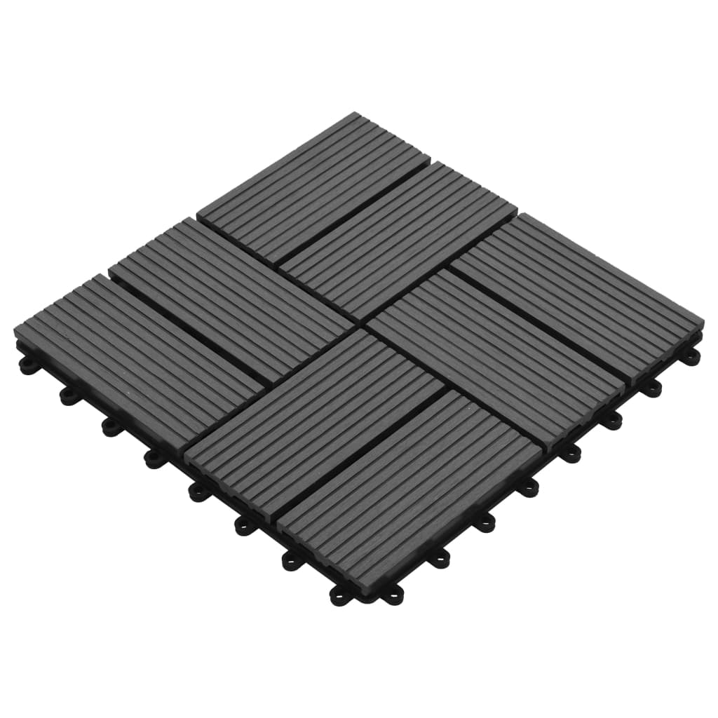 11 pcs Decking Tiles WPC 30x30 cm 1 sqm Grey