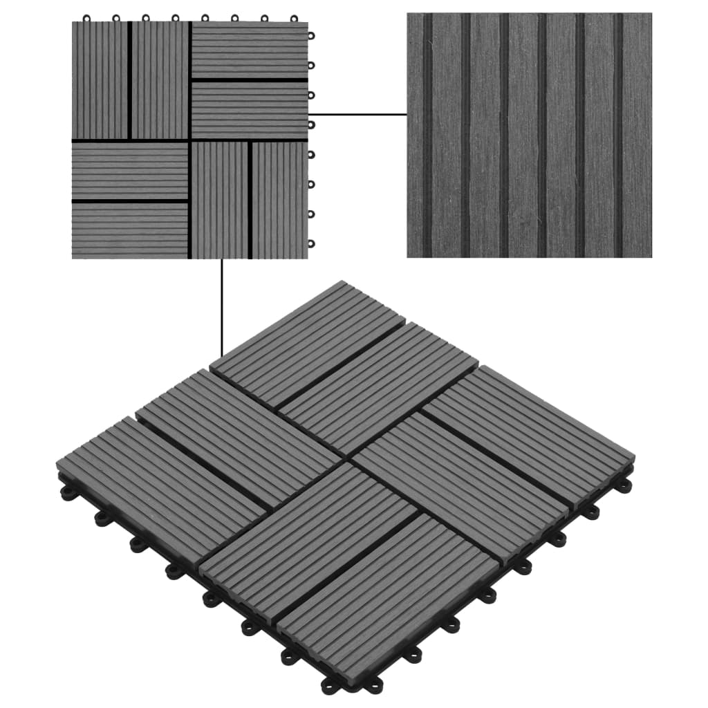 11 pcs Decking Tiles WPC 30x30 cm 1 sqm Grey