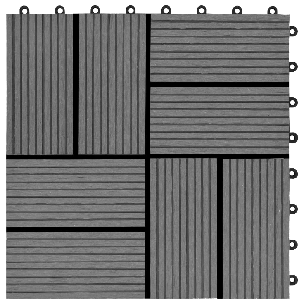 11 pcs Decking Tiles WPC 30x30 cm 1 sqm Grey