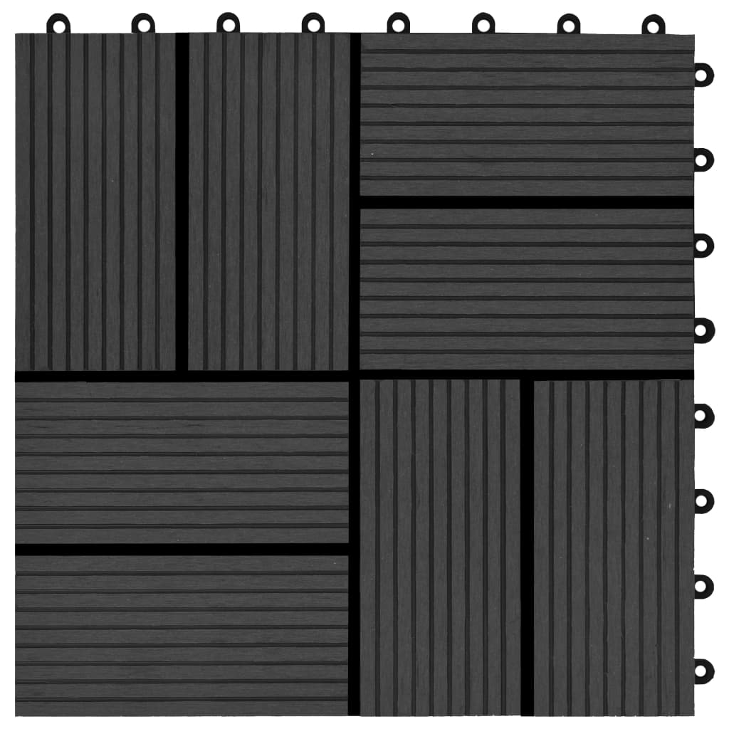 11 pcs Decking Tiles WPC 30x30 cm 1 sqm Black