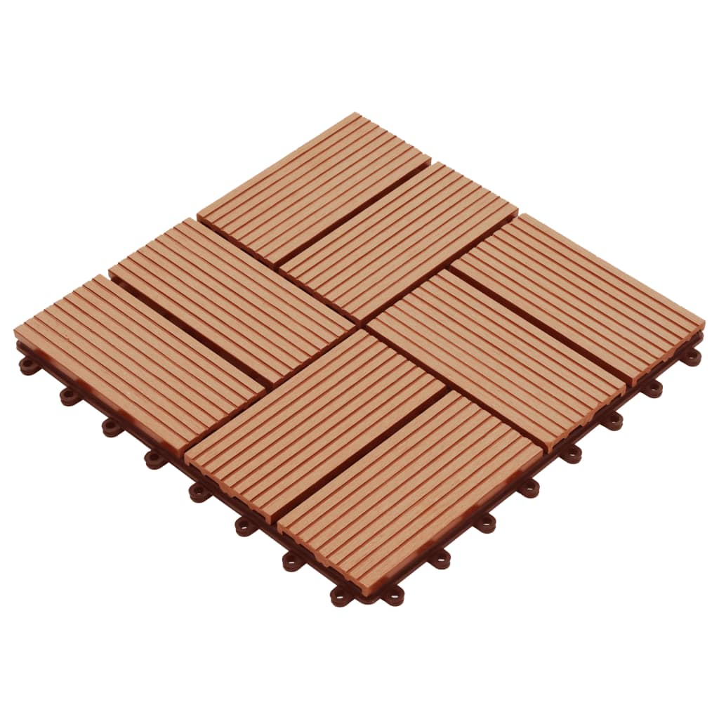 11 pcs Decking Tiles WPC 30x30 cm 1 sqm Teak Colour