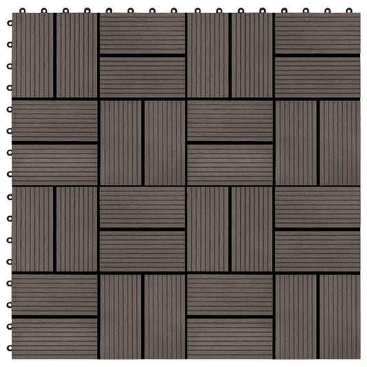 11 pcs Decking Tiles WPC 30x30 cm 1 sqm Dark Brown