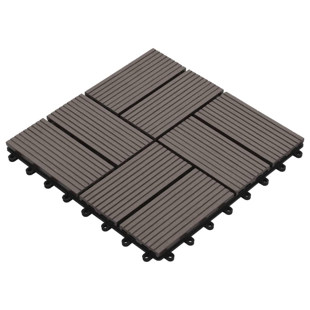 11 pcs Decking Tiles WPC 30x30 cm 1 sqm Dark Brown