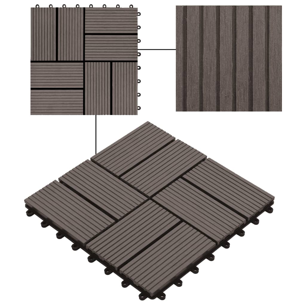 11 pcs Decking Tiles WPC 30x30 cm 1 sqm Dark Brown