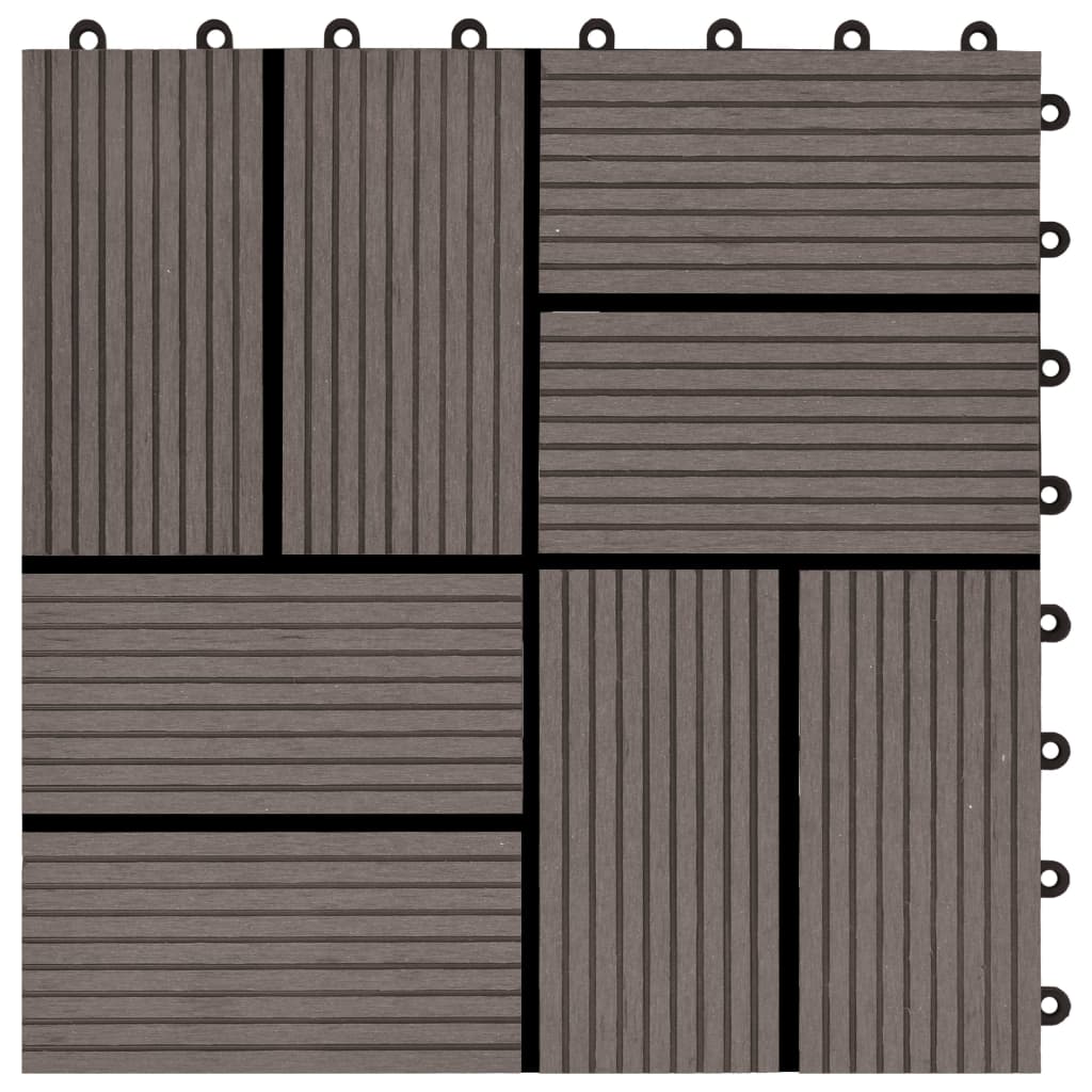 11 pcs Decking Tiles WPC 30x30 cm 1 sqm Dark Brown