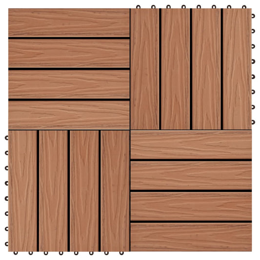 11 pcs Decking Tiles Deep Embossed WPC 30x30 cm 1 sqm Light Brown