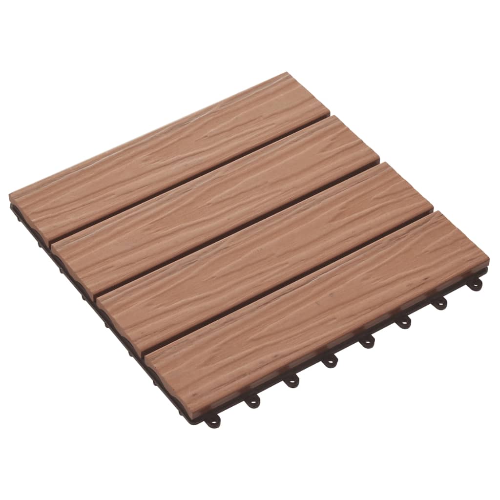 11 pcs Decking Tiles Deep Embossed WPC 30x30 cm 1 sqm Light Brown