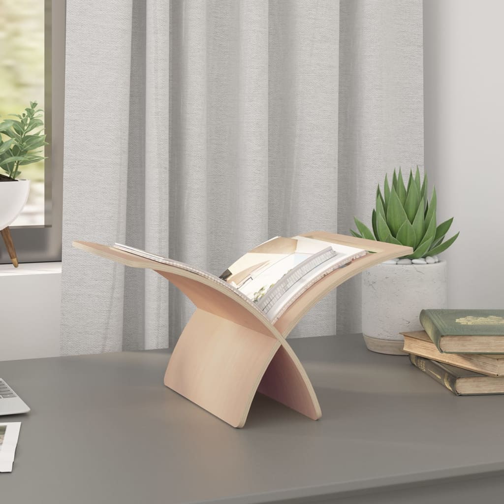 Wooden Magazine Rack Floor Standing Natural