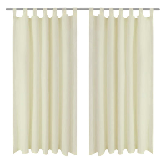 2 pcs Cream Micro-Satin Curtains with Loops 140 x 175 cm