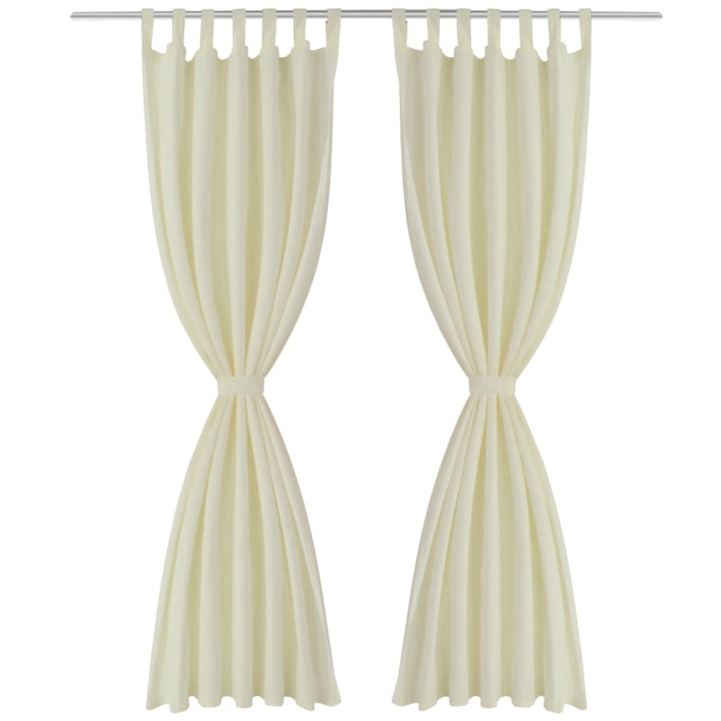 2 pcs Cream Micro-Satin Curtains with Loops 140 x 175 cm