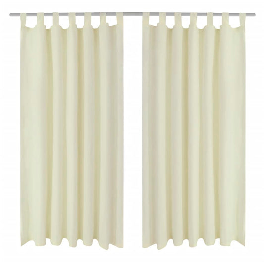 2 pcs Cream Micro-Satin Curtains with Loops 140 x 245 cm