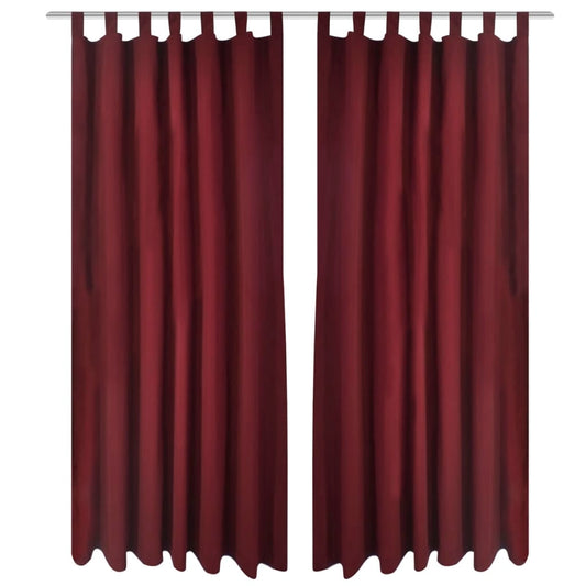 2 pcs Bordeaux Micro-Satin Curtains with Loops 140 x 225 cm