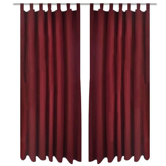 2 pcs Bordeaux Micro-Satin Curtains with Loops 140 x 245 cm