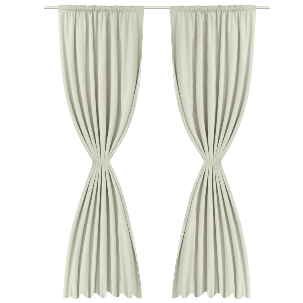 2 pcs Cream Energy-saving Blackout Curtains Double Layer 140 x 245 cm