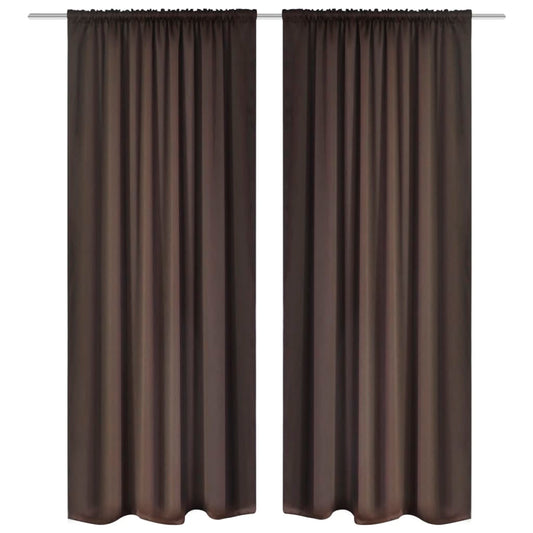 2 pcs Brown Slot-Headed Blackout Curtains 135 x 245 cm