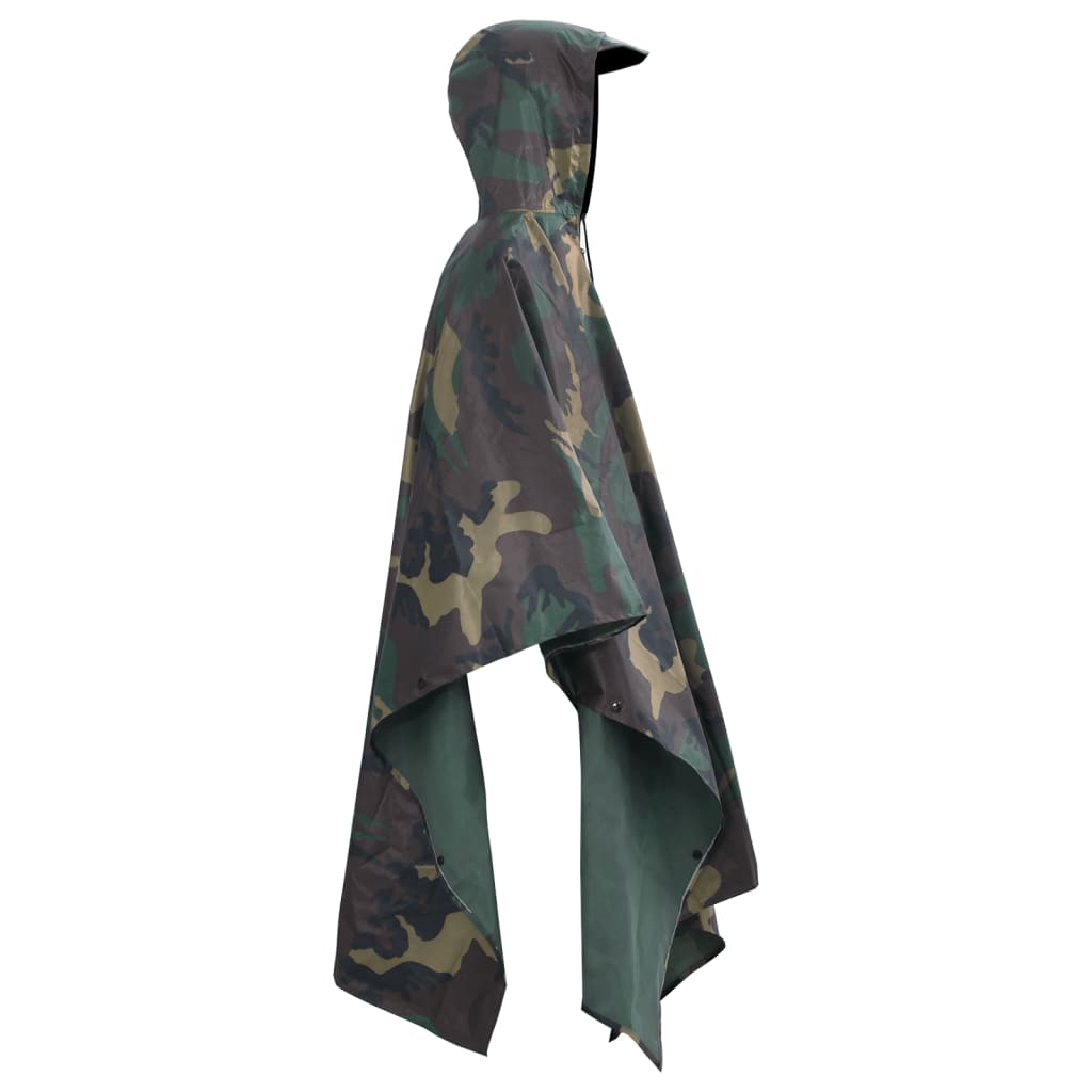 Waterproof Army Rain Poncho for Camping/Hiking Camouflage