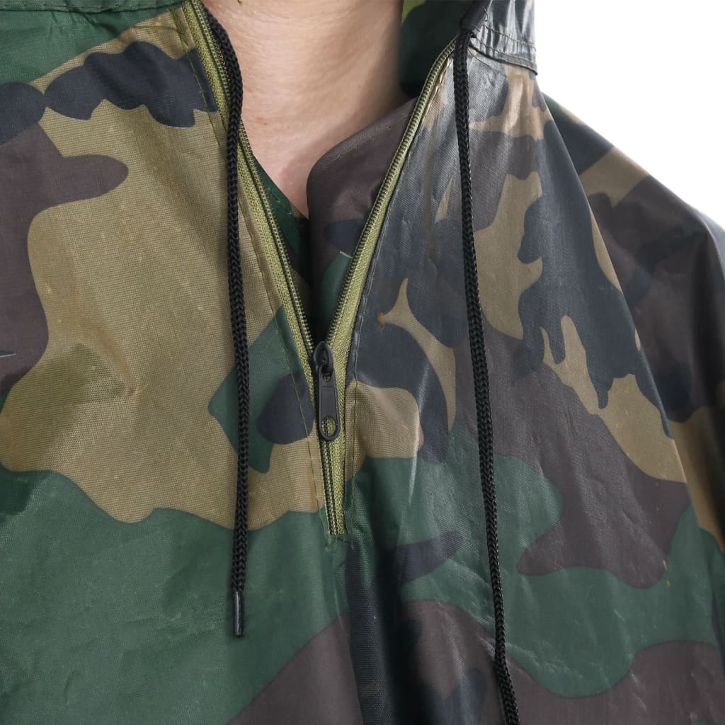 Waterproof Army Rain Poncho for Camping/Hiking Camouflage