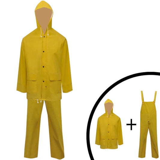 Waterproof Heavy-duty 2-piece Rain Suit with Hood Yellow L