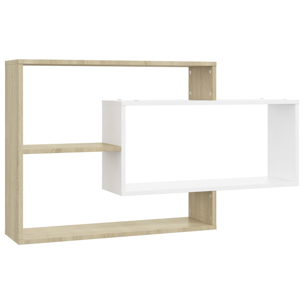 Wall Shelf White and Sonoma Oak 104x20x58.5 cm Engineered Wood