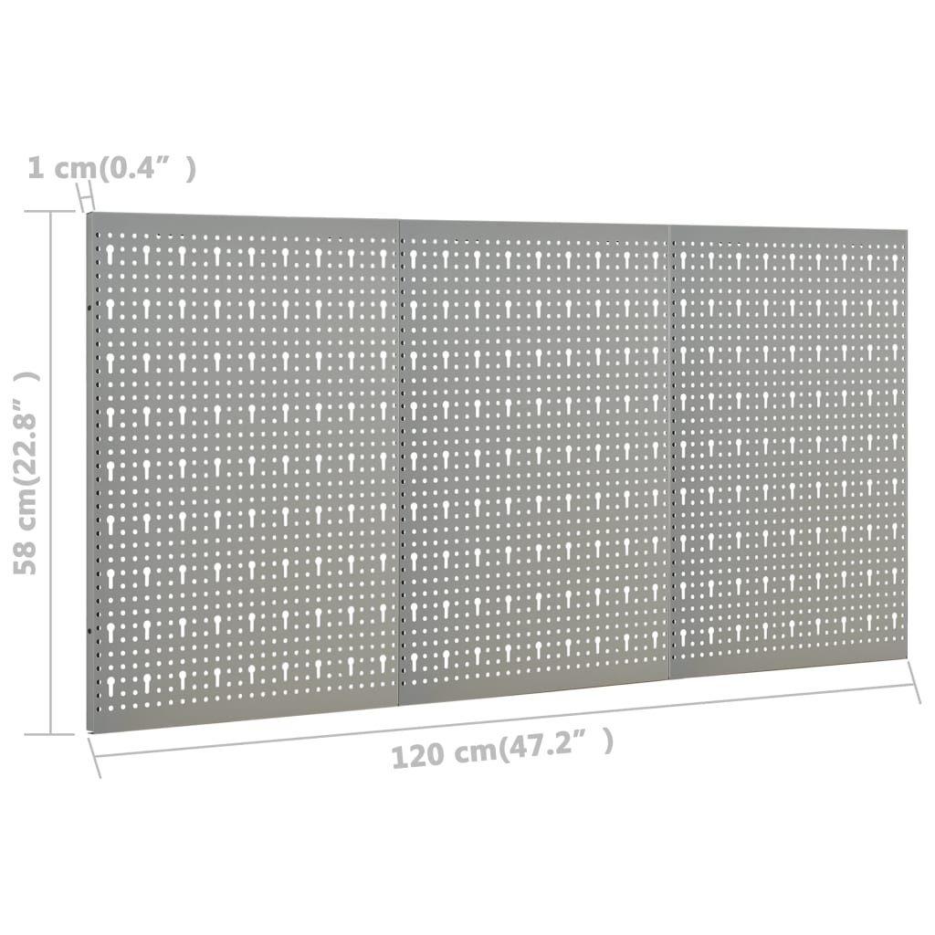 Wall-mounted Peg Boards 3 pcs 40x58 cm Steel