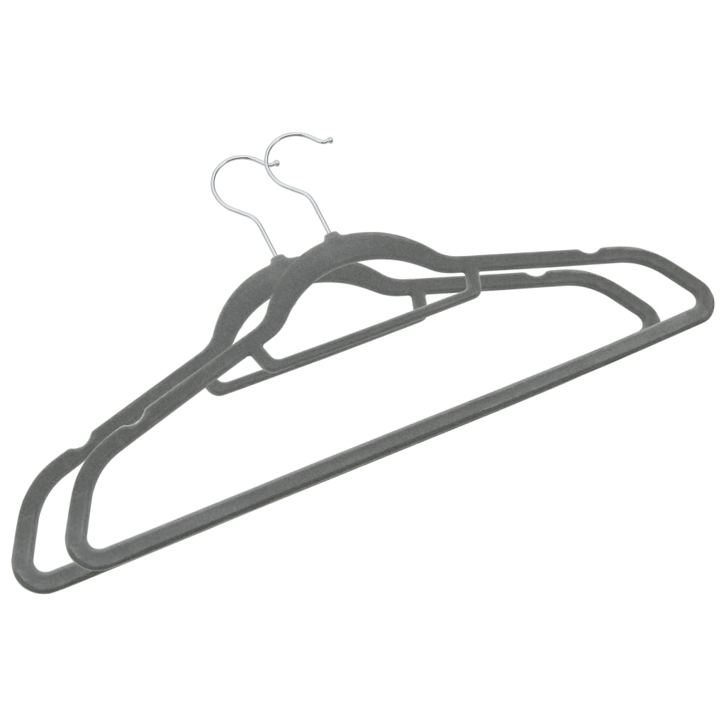 100 pcs Clothes Hanger Set Anti-slip Grey Velvet