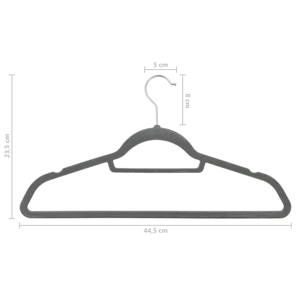 100 pcs Clothes Hanger Set Anti-slip Grey Velvet