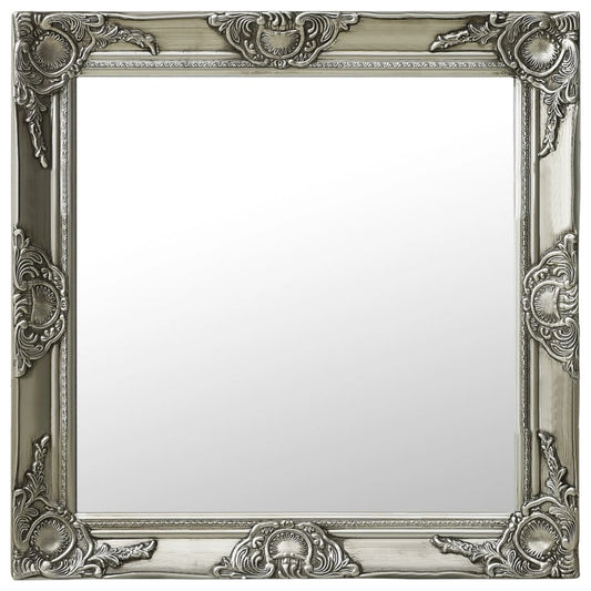 Wall Mirror Baroque Style 60x60 cm Silver