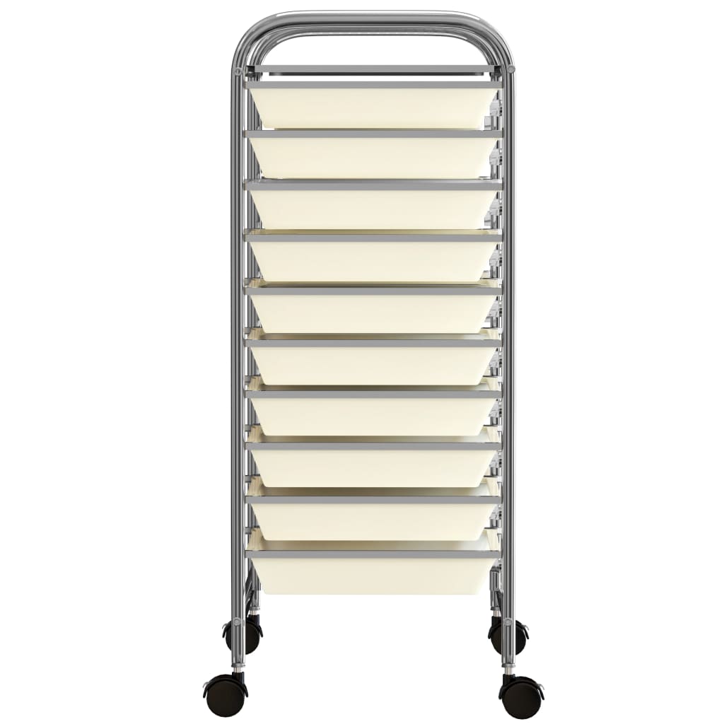 10-Drawer Mobile Storage Trolley White Plastic