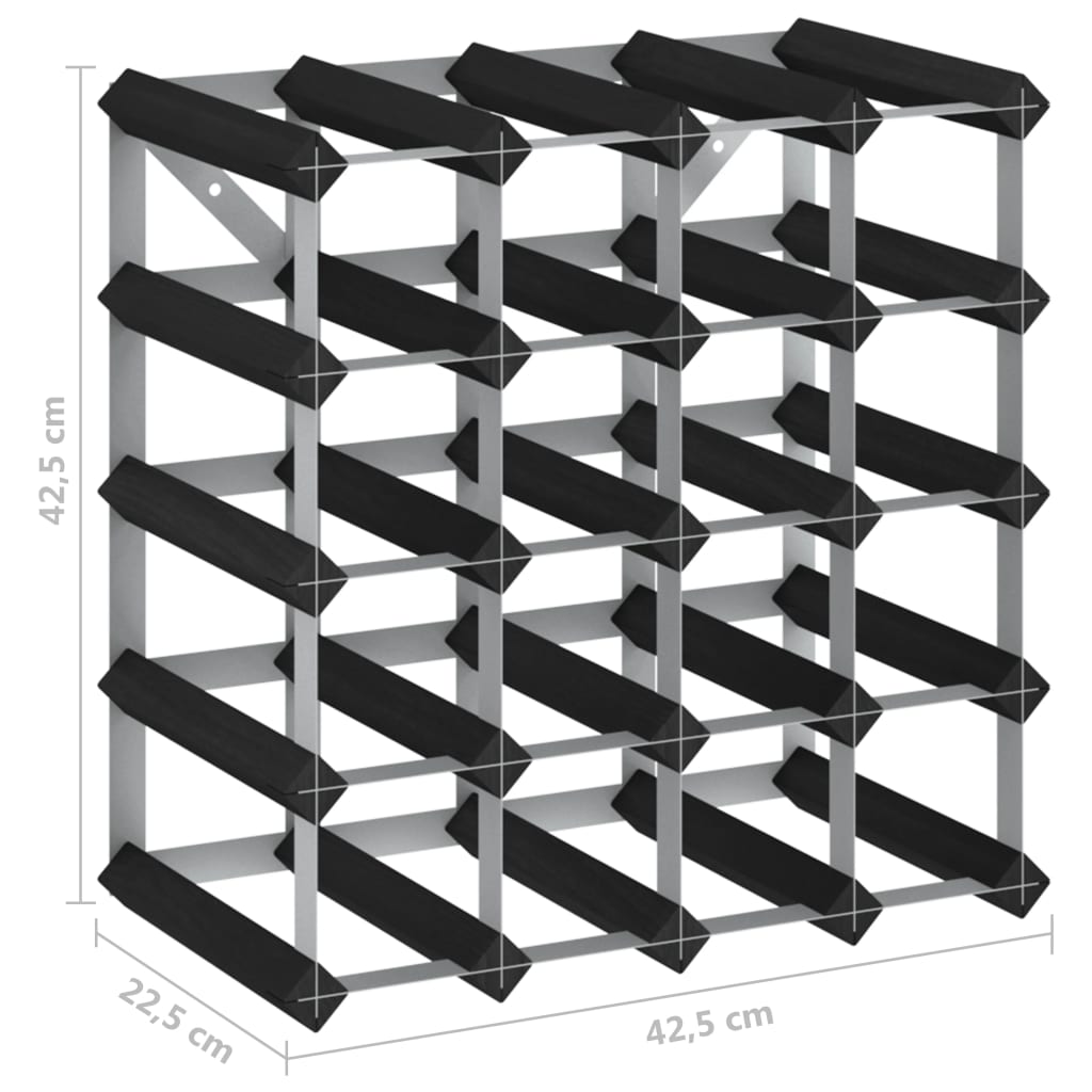 Wine Rack for 20 Bottles Black Solid Pine Wood