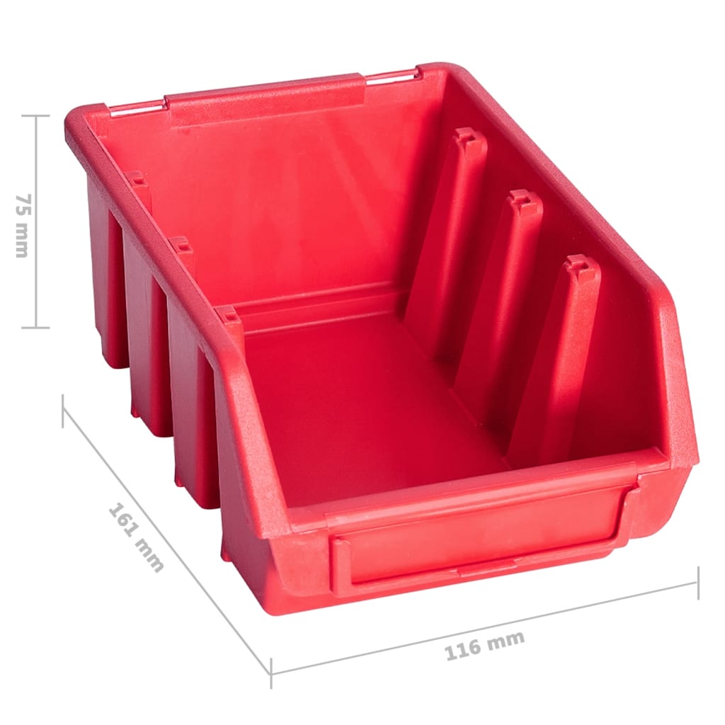 103 Piece Storage Bin Kit with Wall Panels Red and Black