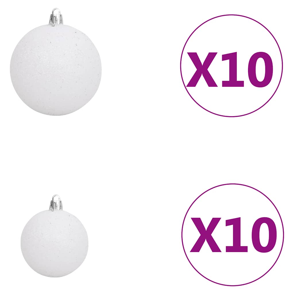 120 Piece Christmas Ball Set with Peak and 300 LEDs White&Gey