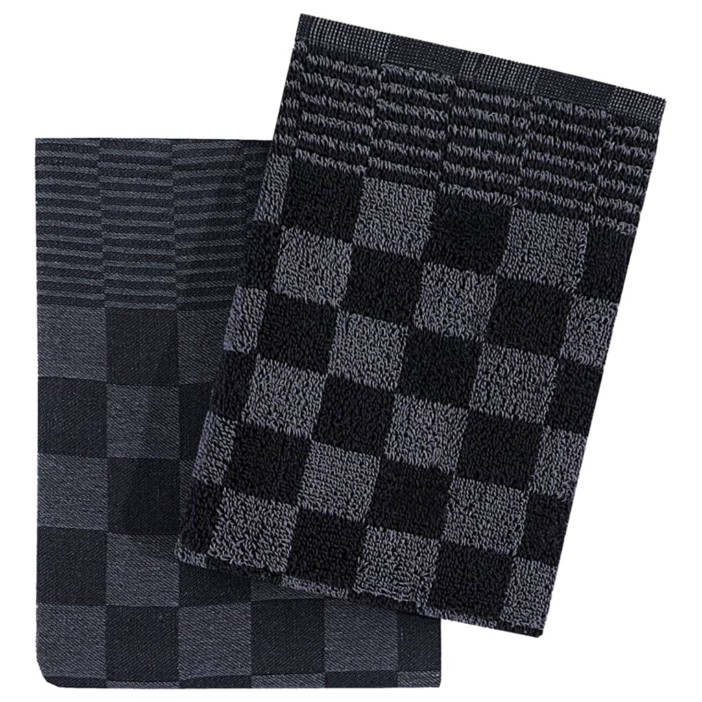 10 Piece Towel Set Black and Grey Cotton