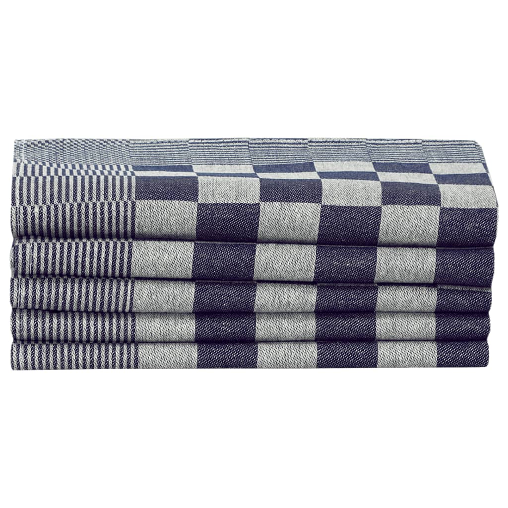 10 Piece Towel Set Blue and White Cotton