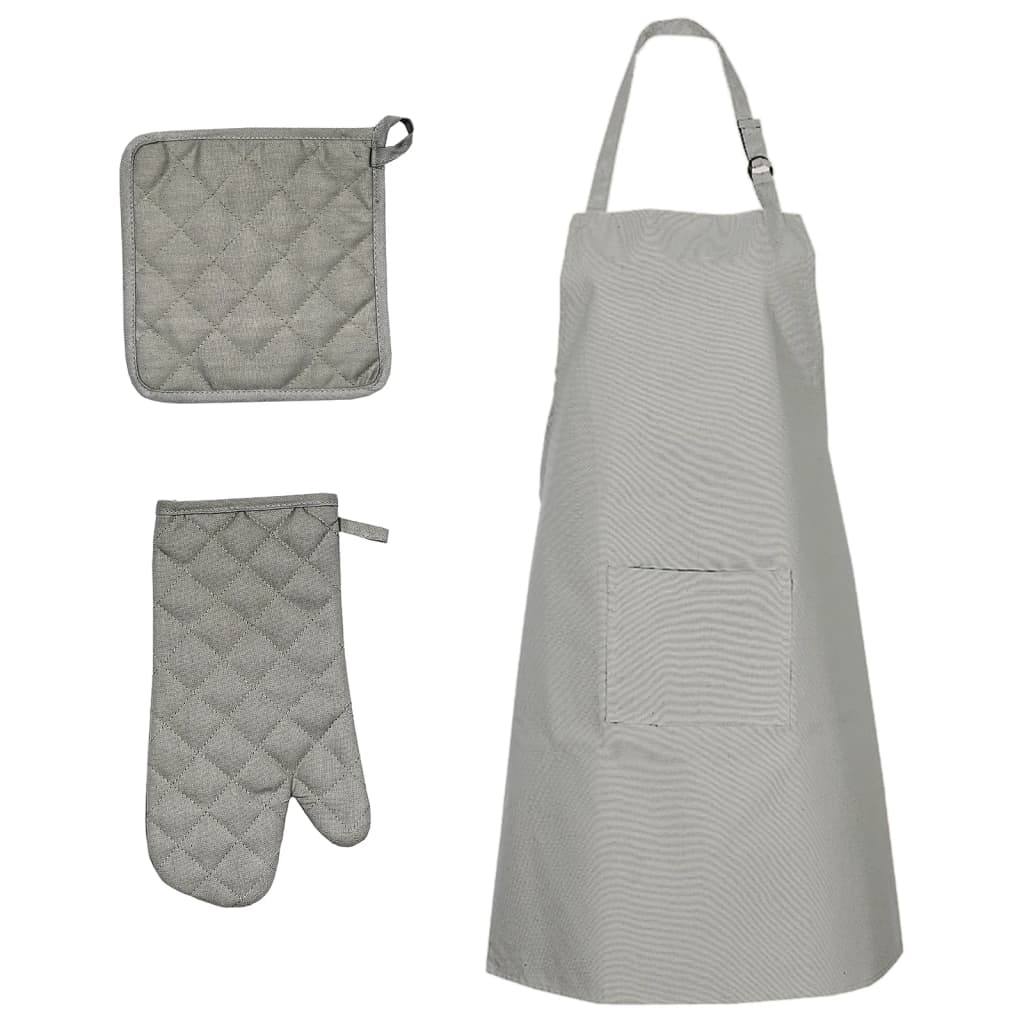 15 Piece Towel Set with Oven Gloves&Pot Holders Grey Cotton