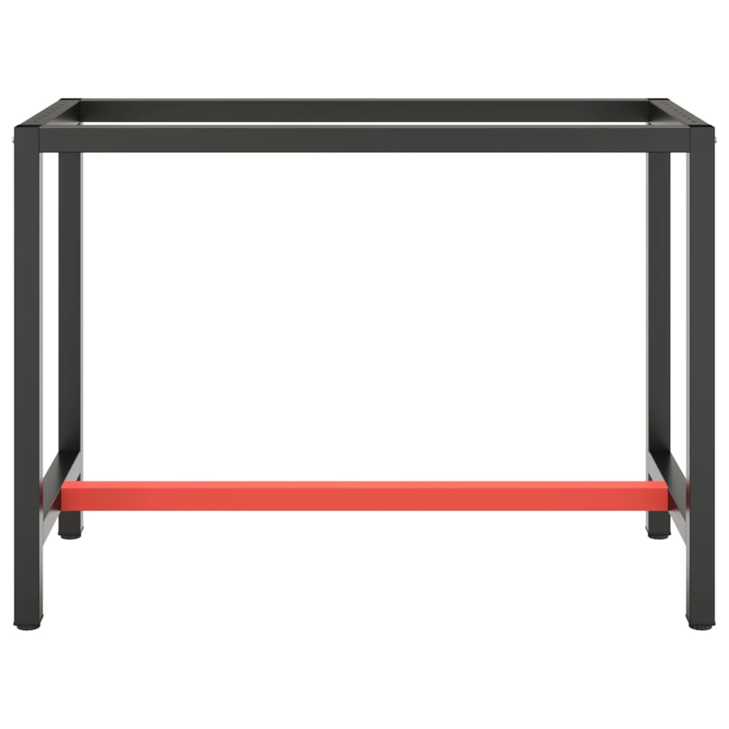 Work Bench Frame Matte Black and Matte Red 110x50x79 cm Metal