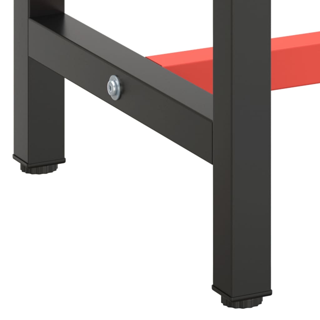 Work Bench Frame Matte Black and Matte Red 110x50x79 cm Metal