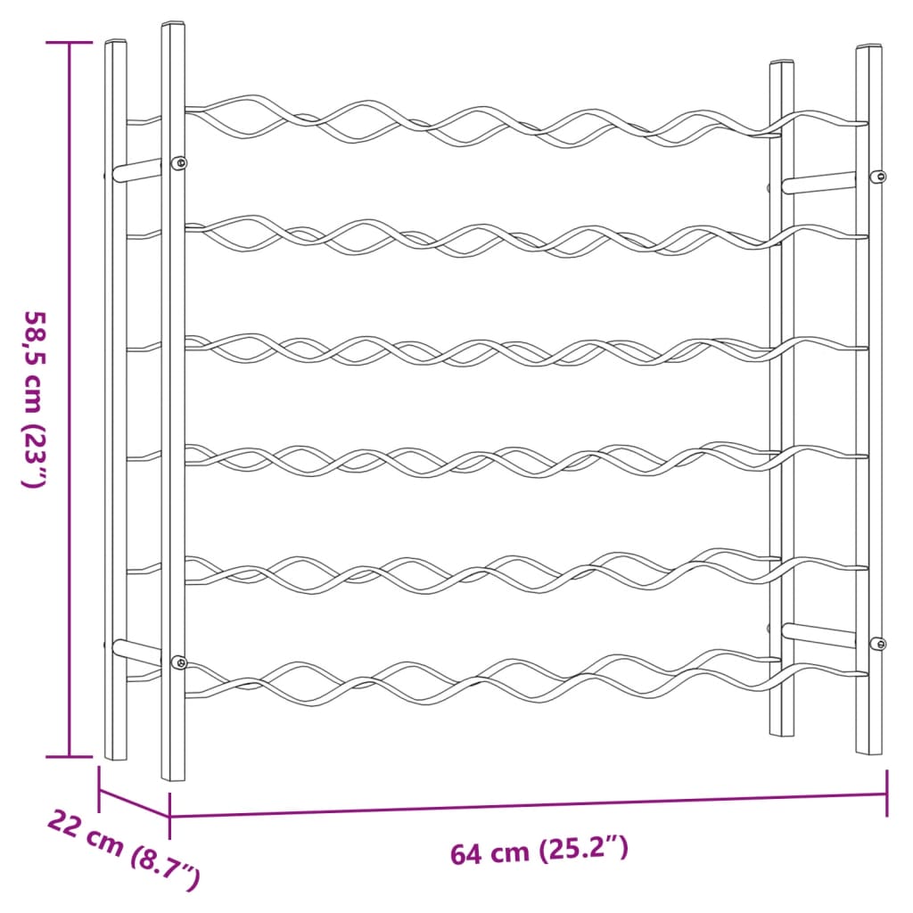 Wine Rack for 36 Bottles Gold Metal