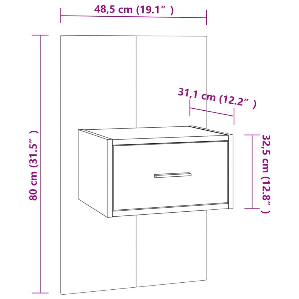 Wall-mounted Bedside Cabinets 2 pcs White