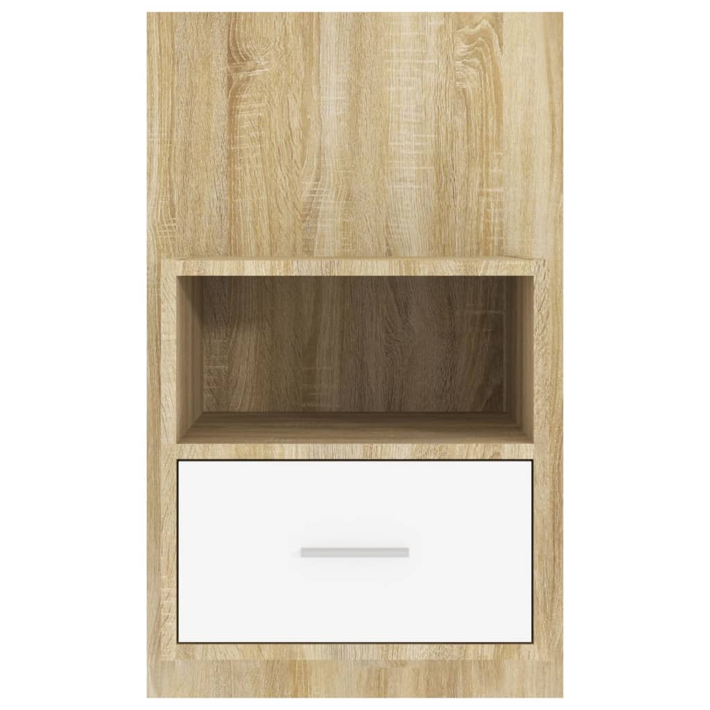 Wall-mounted Bedside Cabinets 2pcs White and Sonoma Oak