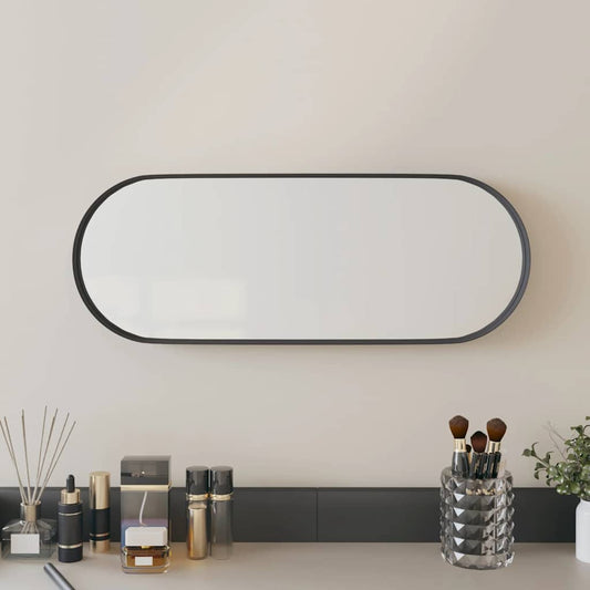 Wall-mounted Mirror Black 15x40 cm Oval