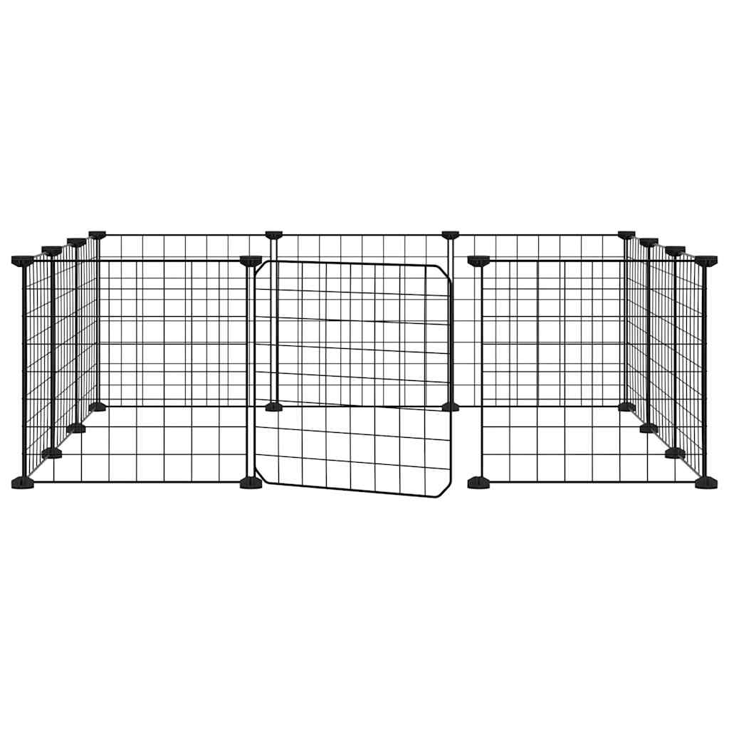 12-Panel Pet Cage with Door Black 35x35 cm Steel