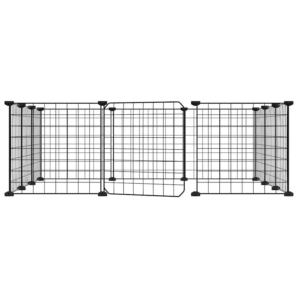 12-Panel Pet Cage with Door Black 35x35 cm Steel